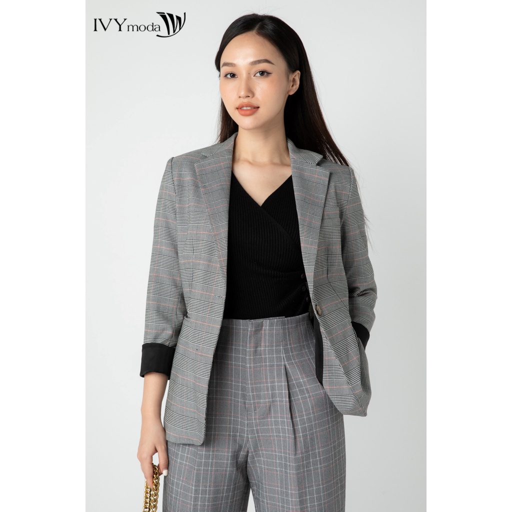 Áo blazer nữ kẻ tay lỡ IVY moda MS 67B9091