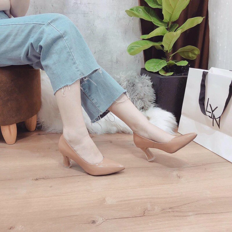 Bán sỉ Giày cao gót nữ công sở da bóng gót sơn trong dễ đi cao 7cm