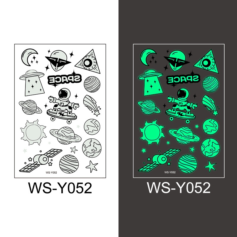 Hình Xăm Dán Phát Quang Chống Nước Hình Tên Lửa Vũ Trụ Độc Đáo