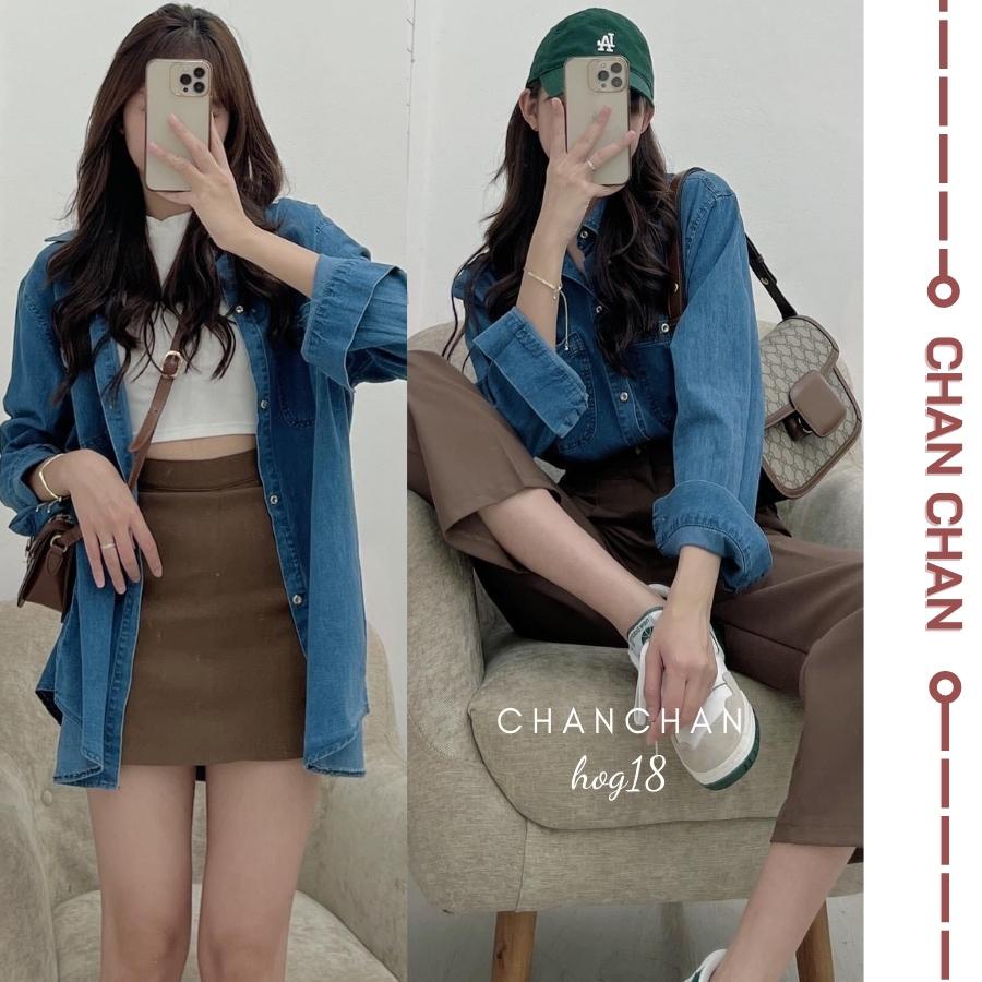 Áo Khoác Nữ Jean UNISEX Form Rộng Nam Nữ Màu Xanh- Áo khoác bò nữ form rộng suông