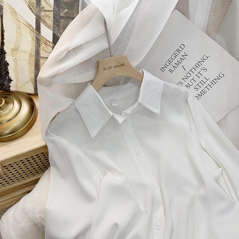 Áo sơ mi IELGY tay dài dáng rộng thời trang xinh xắn cho nữ