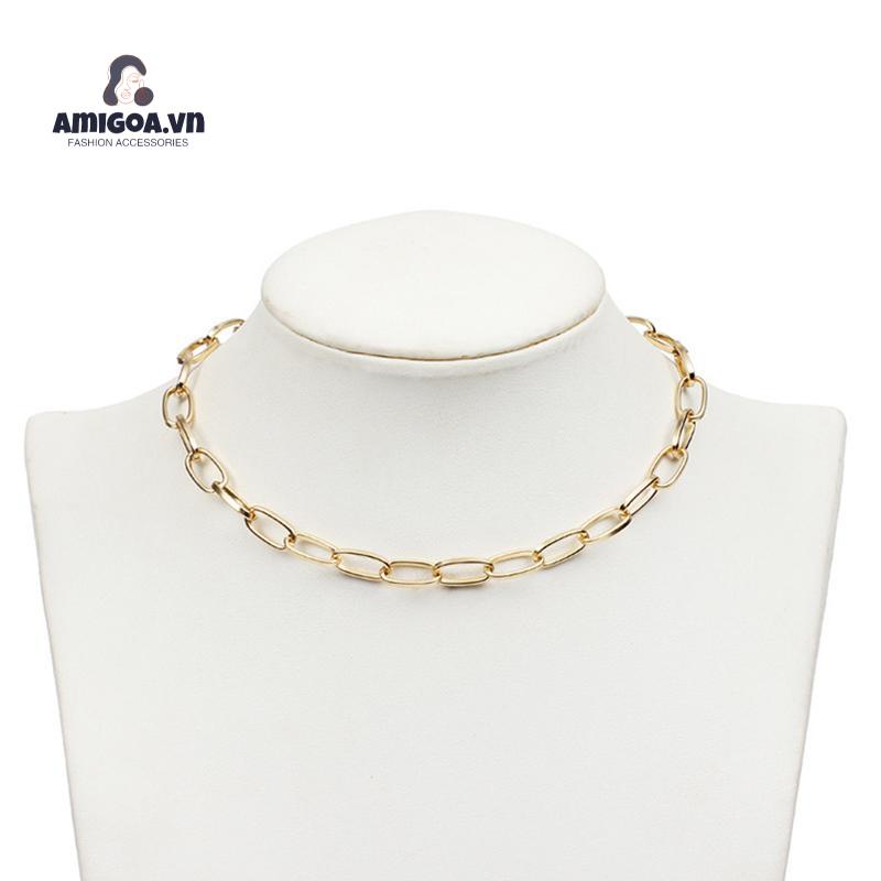 ✨✨Vòng cổ dạng chuỗi xích màu vàng phong cách punk thời thượng dành cho nữ
