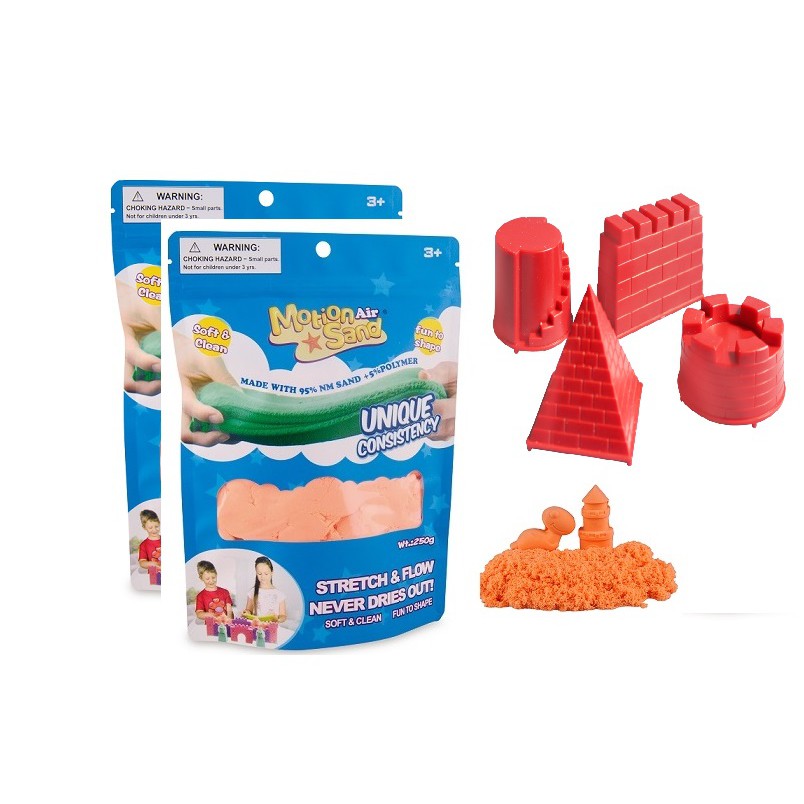 Combo 2 túi cát động lực Motion Sand, cát tạo hình siêu nhẹ LS-250G màu cam + khuôn M001