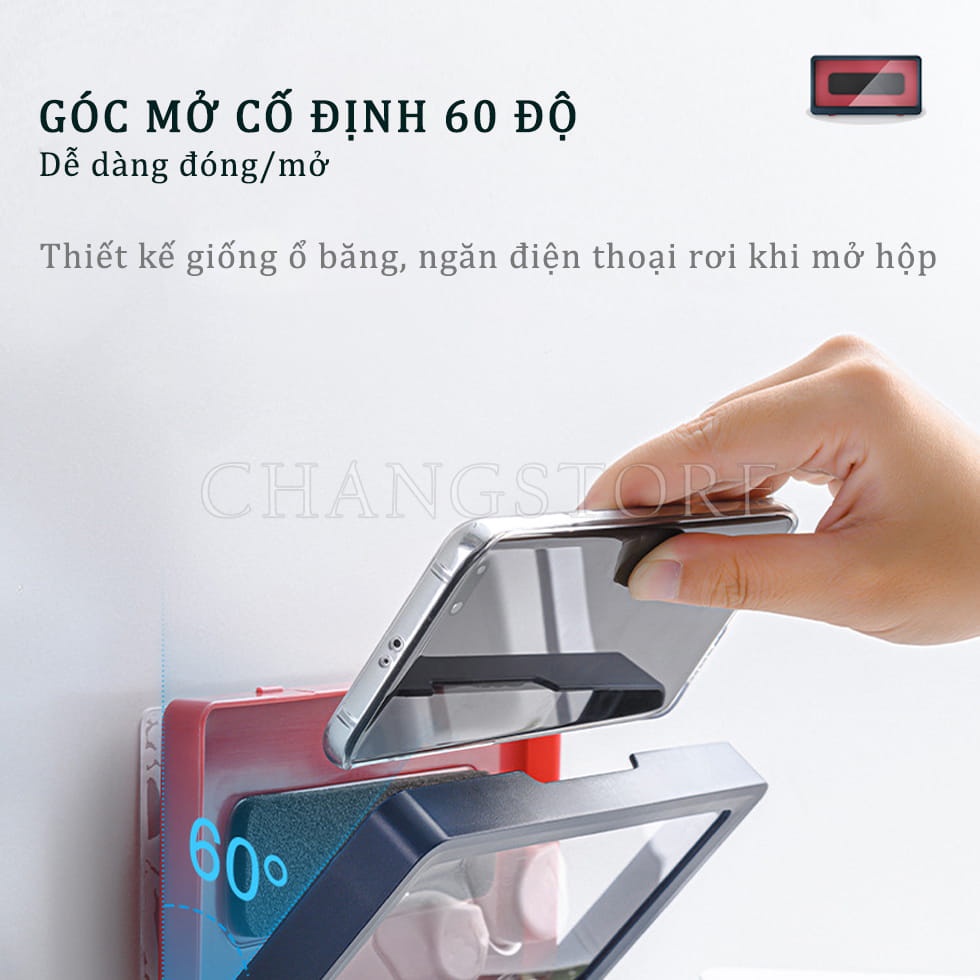 [5❤️][FREESHIP] HỘP ĐỰNG ĐIỆN THOẠI DÁN TƯỜNG CHỐGN THẤM NƯỚC CÓ MÓC TREO TIỆN DỤNG CHO NHÀ TẮM [HCM]