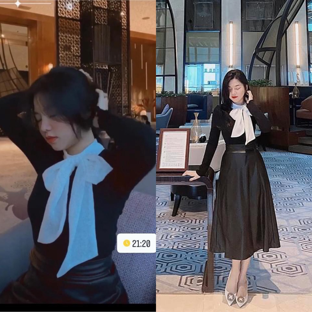 Áo Len Tăm Dài Tay Nơ Cổ Thu Đông, Áo Thun Nữ Dáng Ôm Co Giãn Tiểu Thư OHO CLOTHING | BigBuy360 - bigbuy360.vn