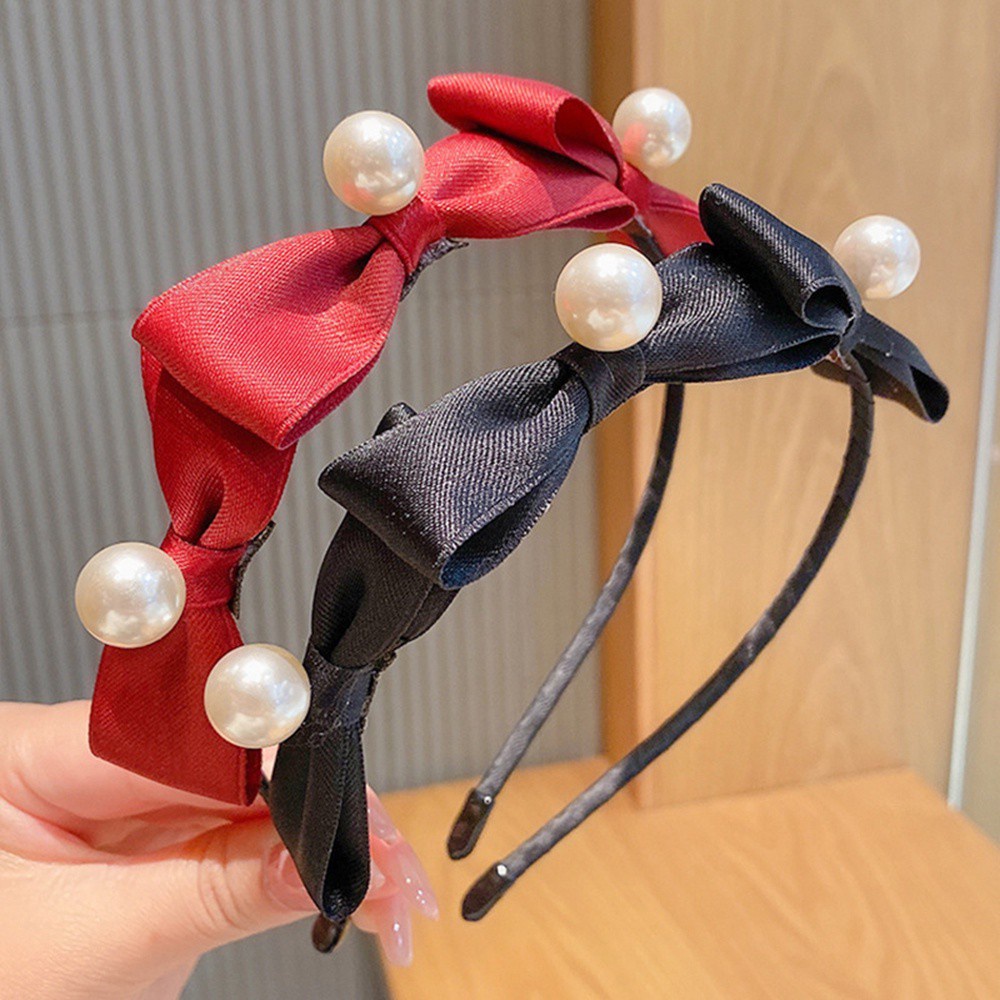 Cài tóc hình nơ nhiều màu tự chọn đính ngọc trai phong cách Hàn Quốc thời trang cho nữ