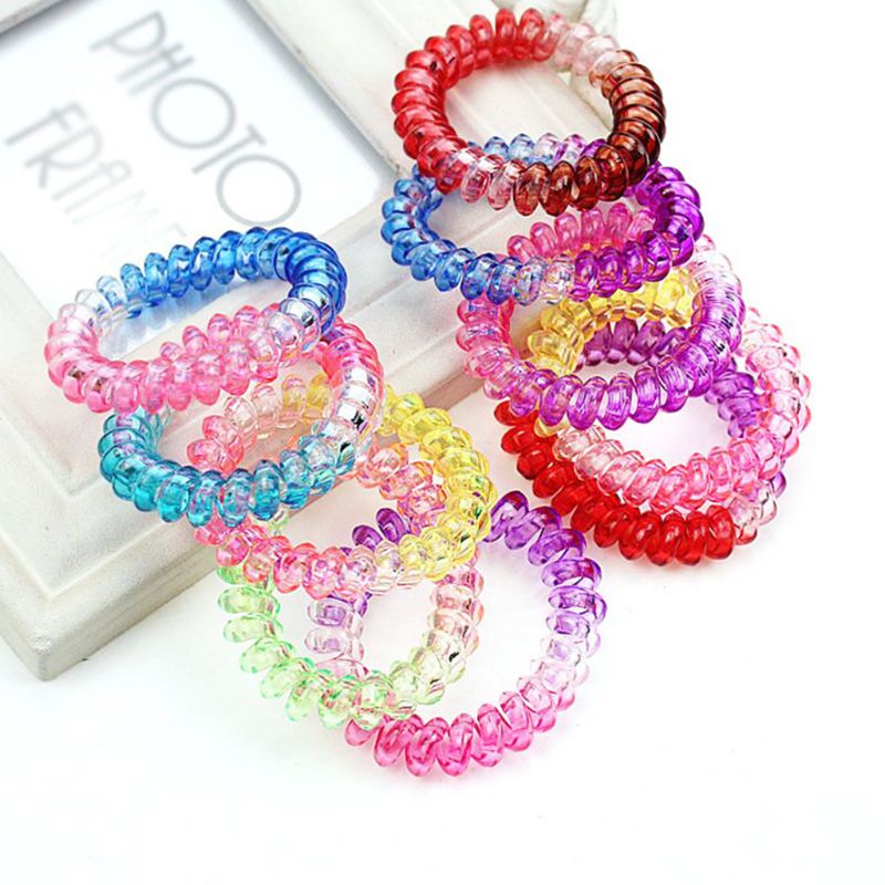 Dây buộc tóc đuôi ngựa 5cm bằng nhựa màu gradient không để lại dấu vết