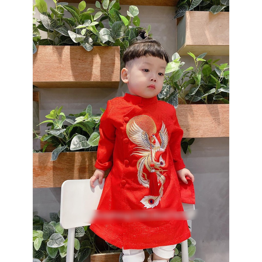 ÁO DÀI CHIM PHƯỢNG ĐỎ/TRẮNG