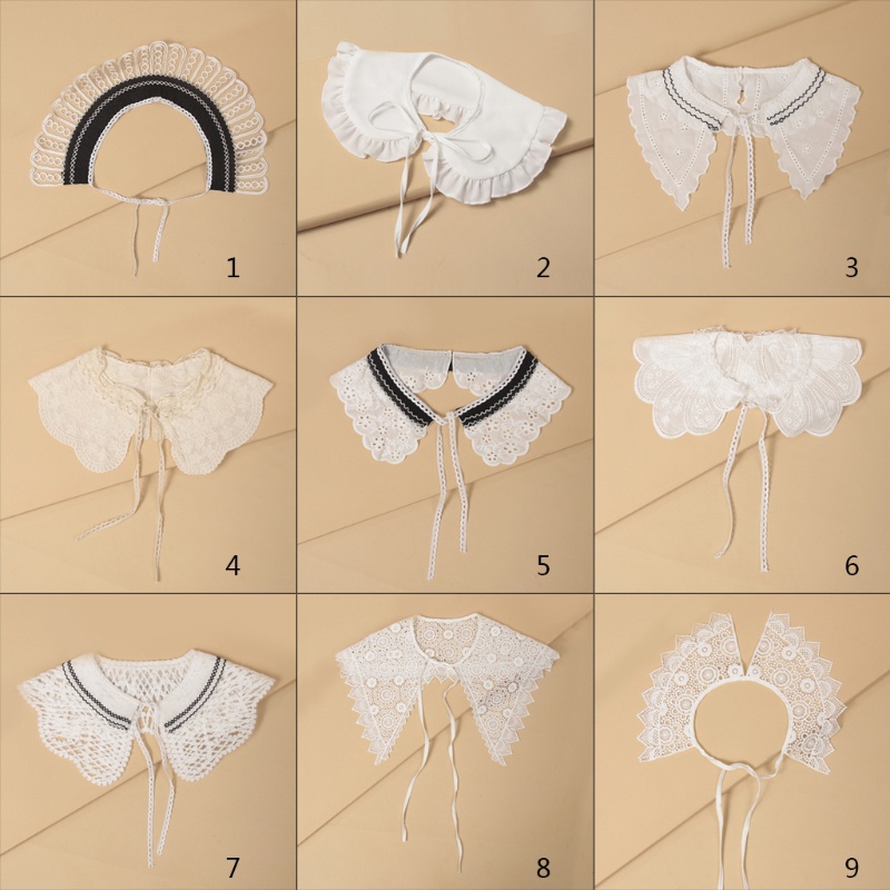 Cổ Áo Giả Thêu Hoa Trang Trí Phối Bèo Xinh Xắn