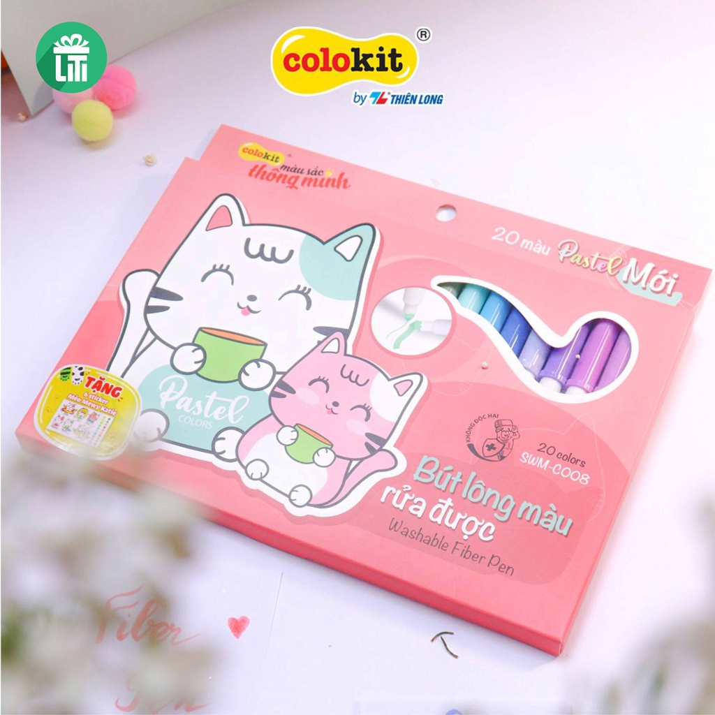Bộ bút Fiber Pen 20 màu Pastel Thiên Long - Super Tips