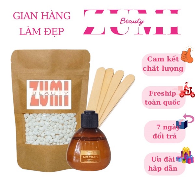 Wax Lông Combo Triệt Lông 100gr Sáp Wax Nóng Beans và Mỡ Trăn N'Store Tặng Kèm Que - CBWL1