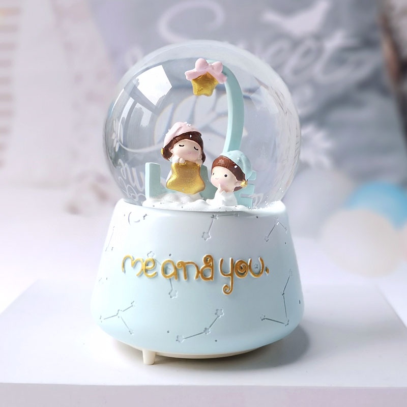 Quả Cầu Tuyết Phát Nhạc và đèn phát sáng xinh xắn đôi tình nhân lãng mạn - Tặng Pin - Quà Tặng Ý Nghĩa Tình yêu Tỏ tình