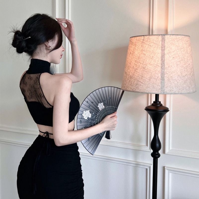 Đầm Cổ Cao Không Tay Phối Ren Gợi Cảm Thời Trang Mùa Hè Hàng Mới Dành Cho Bạn Nữ