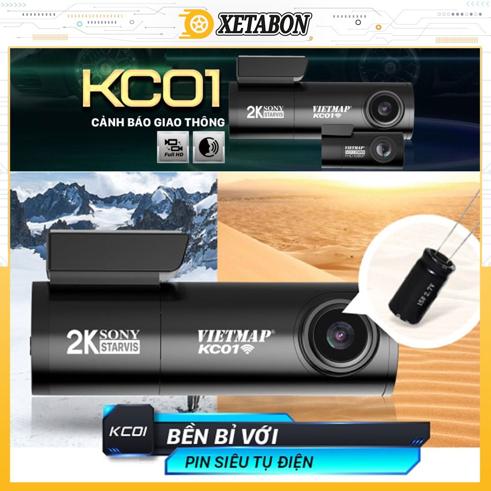 Camera Hành Trình Vietmap KC01 PRO Kết Nối Wifi Cảnh Báo Giao Thông Bằng Giọng Nói, Độ Phân Giải 2k Tặng Thẻ Nhớ 32gb