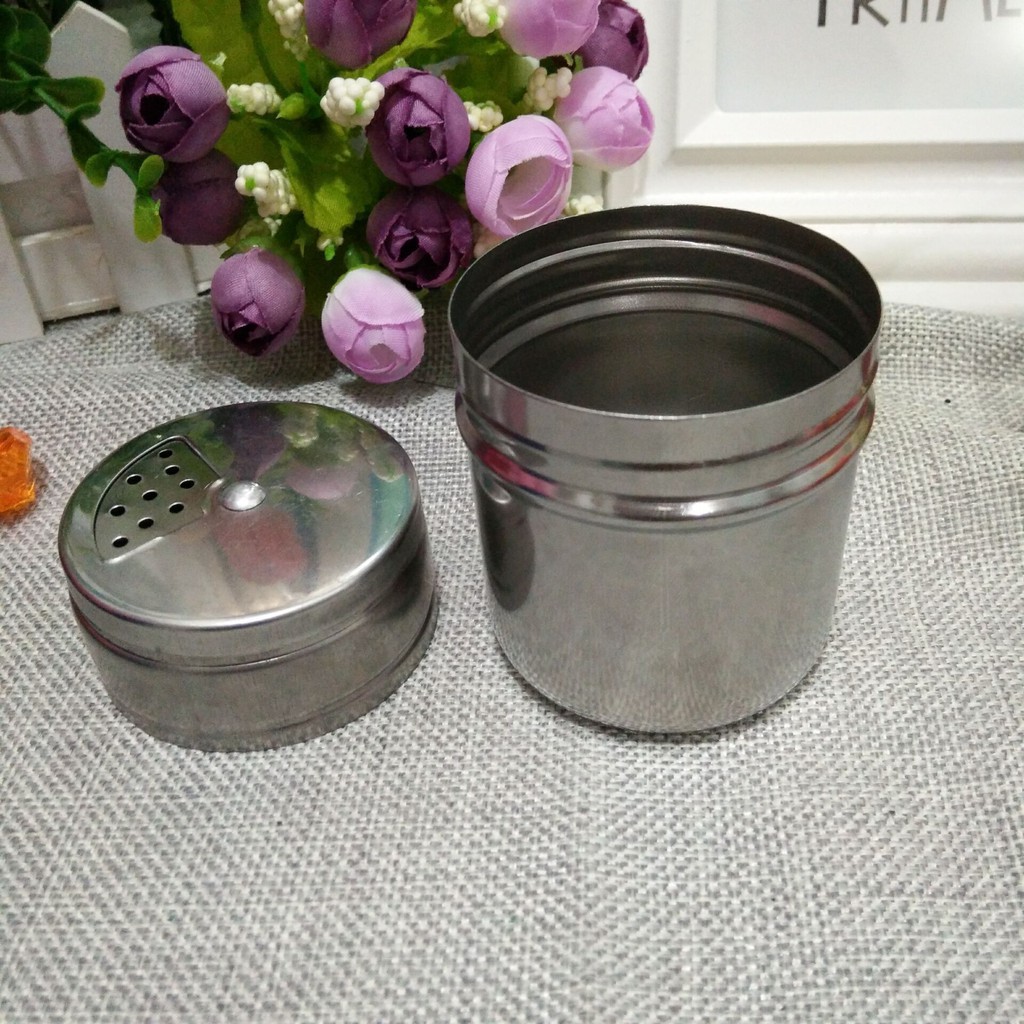 Hủ đựng tăm, đưng tiêu inox có nắp xoay chỉnh lỗ to nhỏ tiện lợi