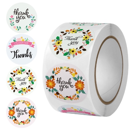 Cuộn 500 nhãn dán sticker Thank You tăng tỷ lệ đánh giá 5 SAO hàng chất lượng cao, nhiều mẫu lựa chọn