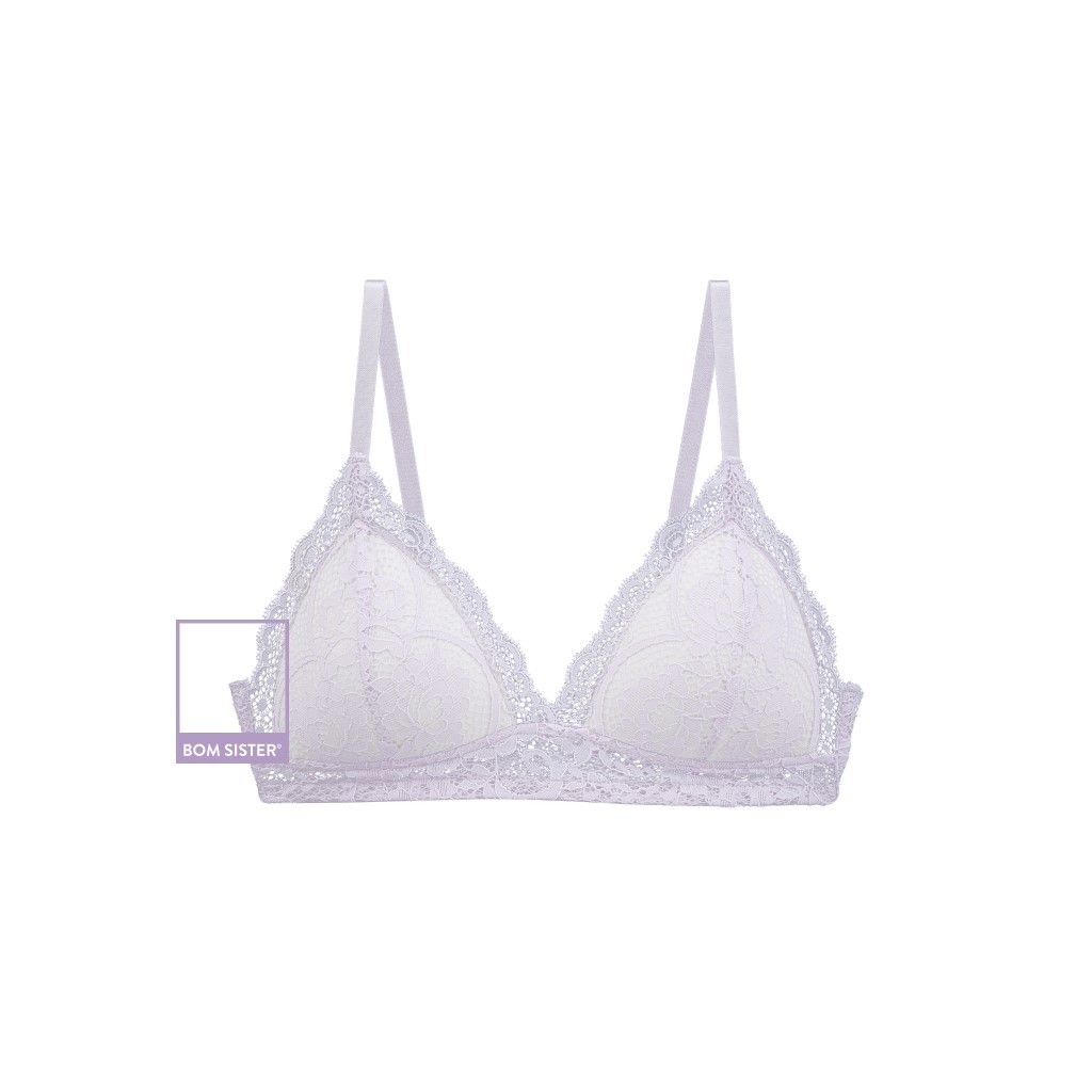 Áo lót mút mỏng chất ren không gọng thoải mái màu pastel BOM SISTER BR009