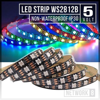 1 đèn LED STRIP WS2812B RGB 5050 INDIVIDUAL ADRESSABLE 300 150 5M IP30 WS2812 5VOLT lớn