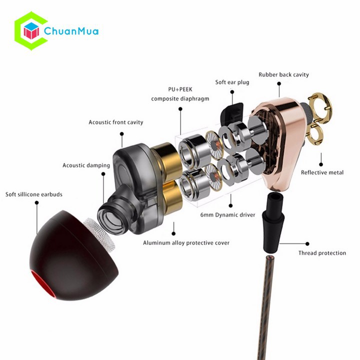 Tai nghe điện thoại jack 3.5 cao cấp Bass Stereo chống ốn khi chơi game, nghe nhạc thích hợp các dòng điện thoại