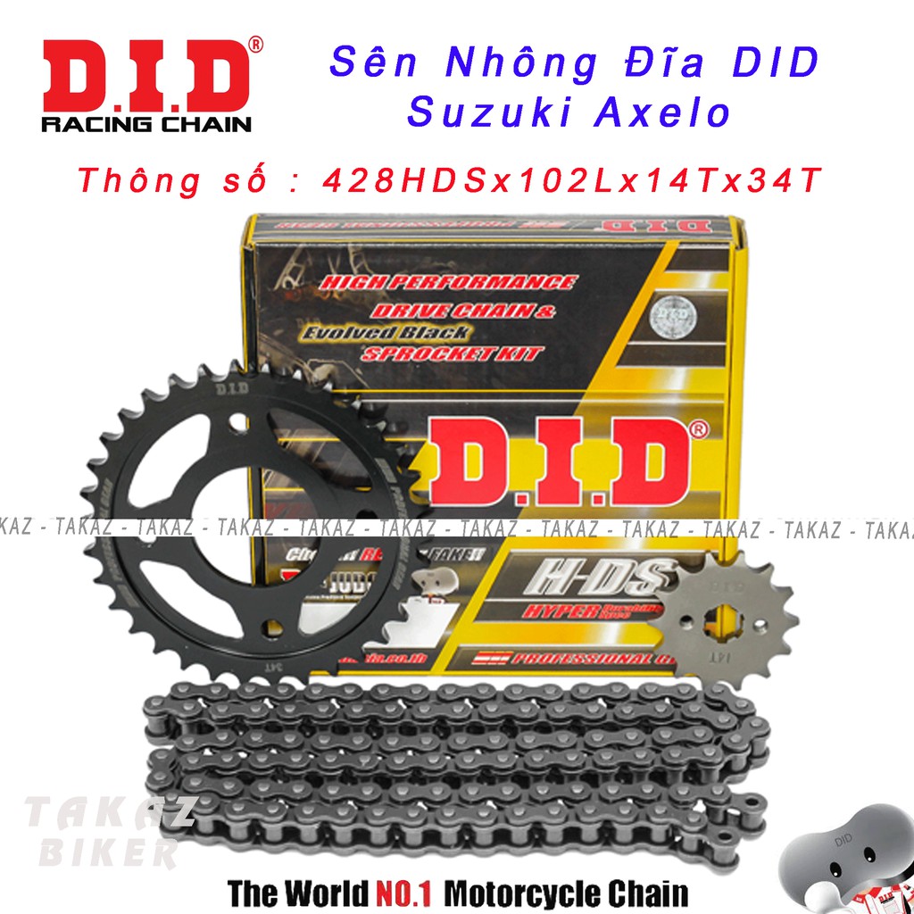 Sên nhông đĩa DID HDS 10 ly Suzuki Axelo DID Thái Lan B1 mã sp