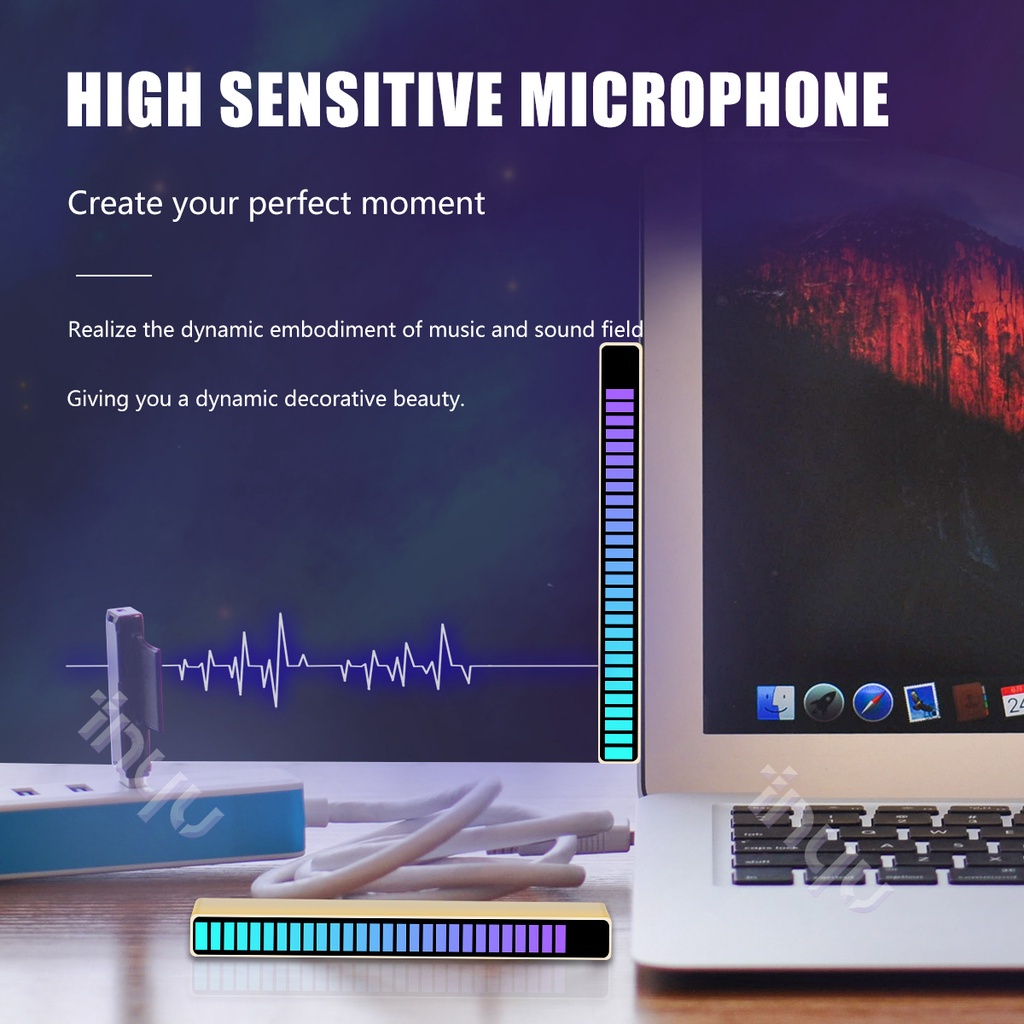 Đèn Led Rgb 32 Bit điều khiển bằng giọng nói nhiều màu sắc sáng tạo dành cho xe hơi