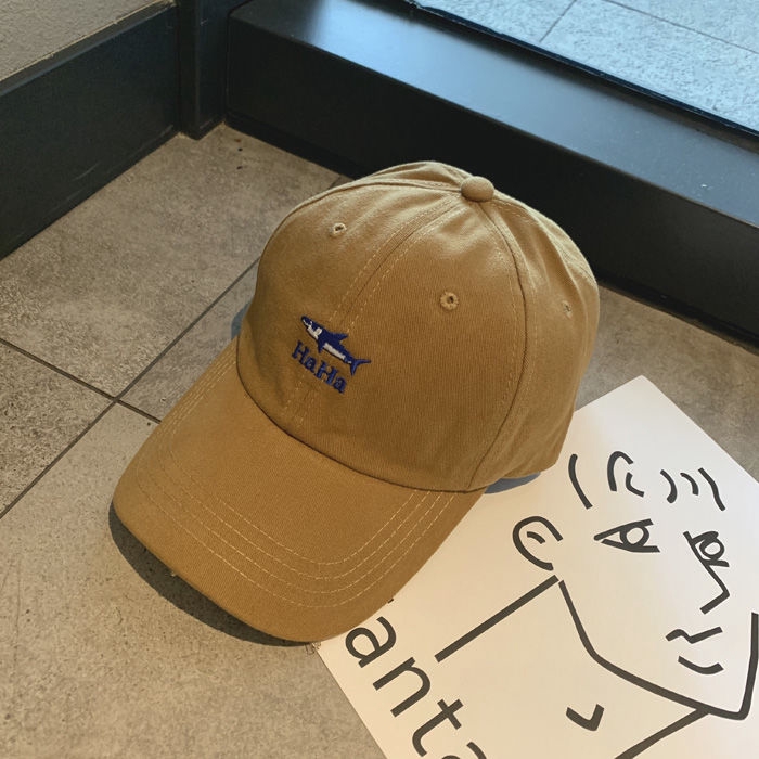 Mũ lưỡi trai vành cong mềm mại thêu hình cá mập hoạt họa phong cách bốn mùa Nhật Bản cho nam nữ 22070