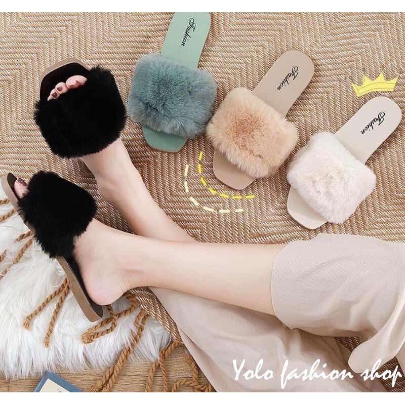 Dép lông nữ quai ngang sang chảnh siêu mềm êm chân - DL32