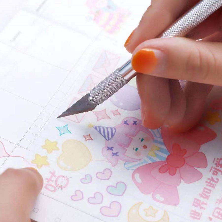 Hộp 23 món băng dính washi tape + sticker nhiều hình cute dễ thương dùng trang trí album sổ lưu niệm CREAMY WST166