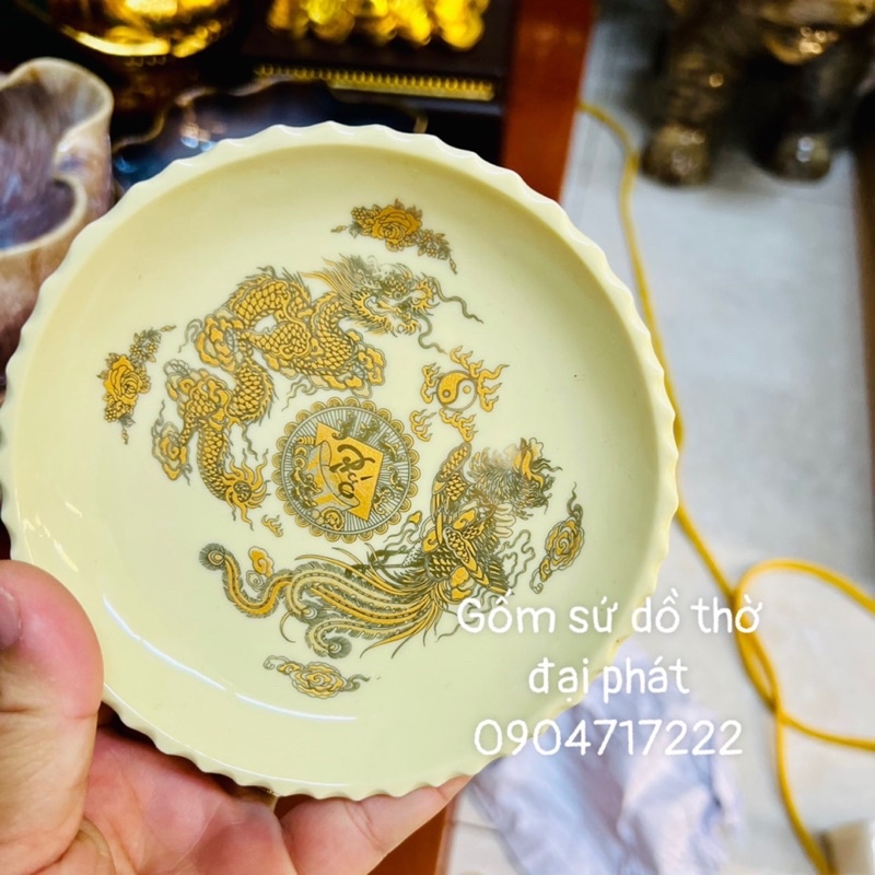 Đĩa đựng trầu cau, trà thuốc, đĩa xin đài kích thước đường kính 12cm