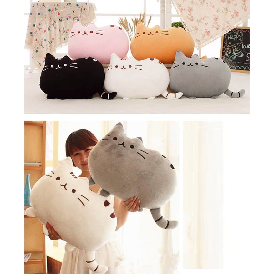 Gối Bông Mèo PUSHEEN Lông Nhung Siêu Mềm Mịn, Gấu Bông Mèo Dễ Thương