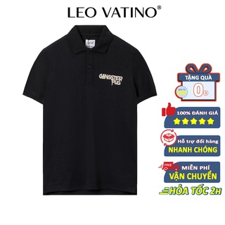 Áo phông thun polo nam Leo Vatino trắng đen tay ngắn lỡ cổ bẻ Gangster Galvin 51