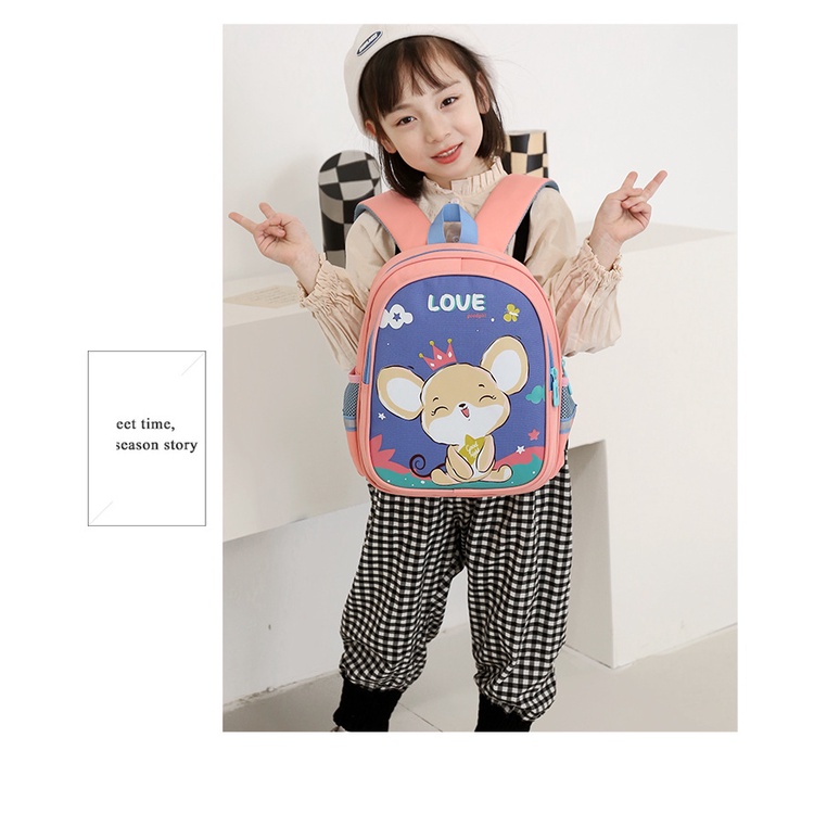 Balo cặp cho bé trai gái đi học ba lô trẻ em mầm non mẫu giáo 3-5 tuổi chống nước siêu nhẹ hình khủng long mèo đáng yêu
