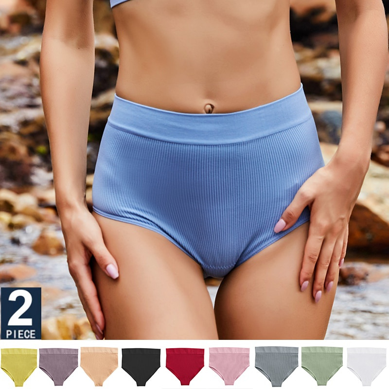 Set 2 quần lót lưng cao với 10 màu trơn quyến rũ thoáng mát dành cho nữ | BigBuy360 - bigbuy360.vn