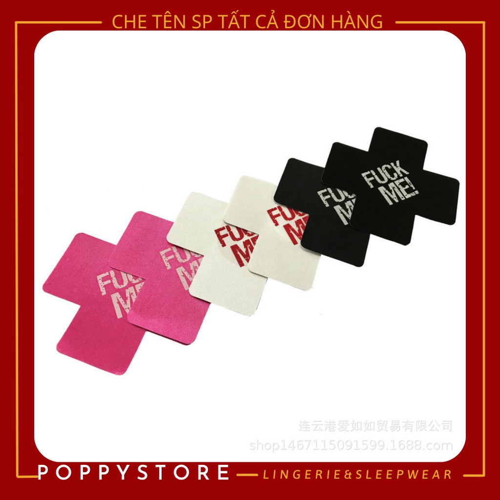 Miếng dán ngực in chữ F*ck Me hoặc Kiss Me (1 cặp) - Hình Chữ X - Chống Chảy Xệ Phong Cách Âu Mỹ Chất Lượng Cao