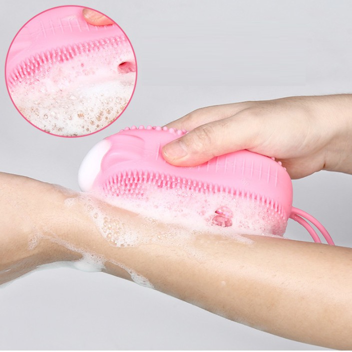 🧽 BÔNG TẮM SILICON TẠO BỌT MASSAGE HÌNH CHUỘT CUTE, BÔNG TẮM TẨY DA CHẾT 2 MẶT SILICONE (màu ngẫu nhiên) 🧽