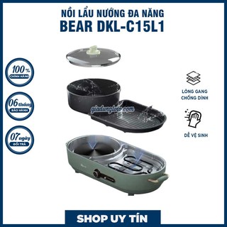 [HÀNG CÓ SẴN] Nồi Lẩu Nướng Đa Năng BEAR 2 in 1 - Lòng Nồi Rời, Dễ Vệ Sinh - Bảo Hành Chính Hãng