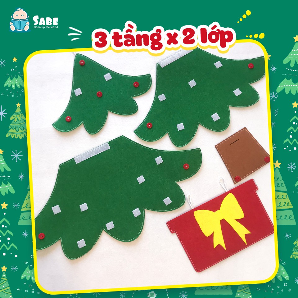 Cây thông vải dạ 3 tầng x 2 lớp dày dặn