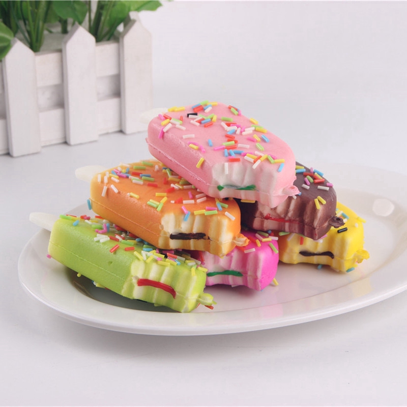 Đồ chơi bóp tay hình kem ốc quế nhiều màu sắc 11cm