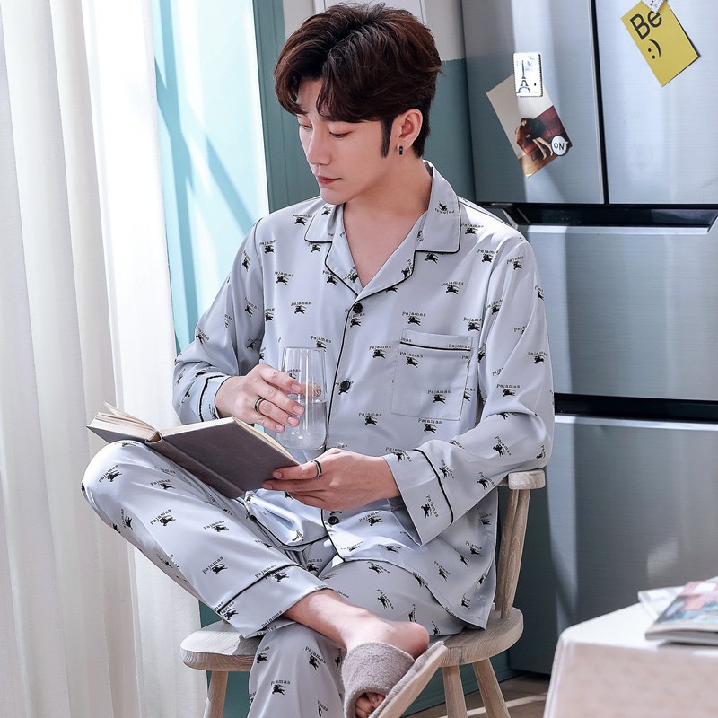 G9383   Bộ pyjama nam dài tay chất lụa hàng nhập Mã sản phẩm