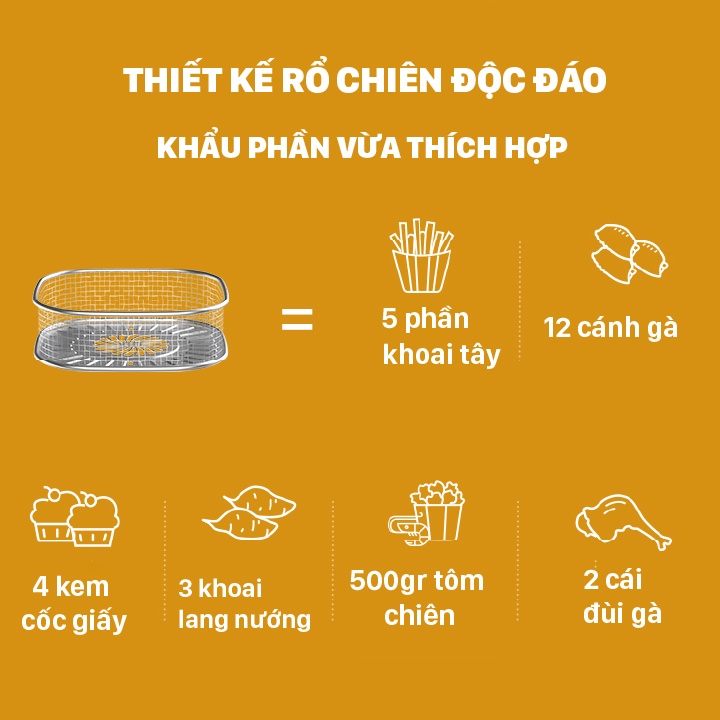 Nồi chiên không dầu đa năng Donlim DL7711, Dung tích 2.5 Lít, công suất 1000W, Bảo Hành 12 Tháng