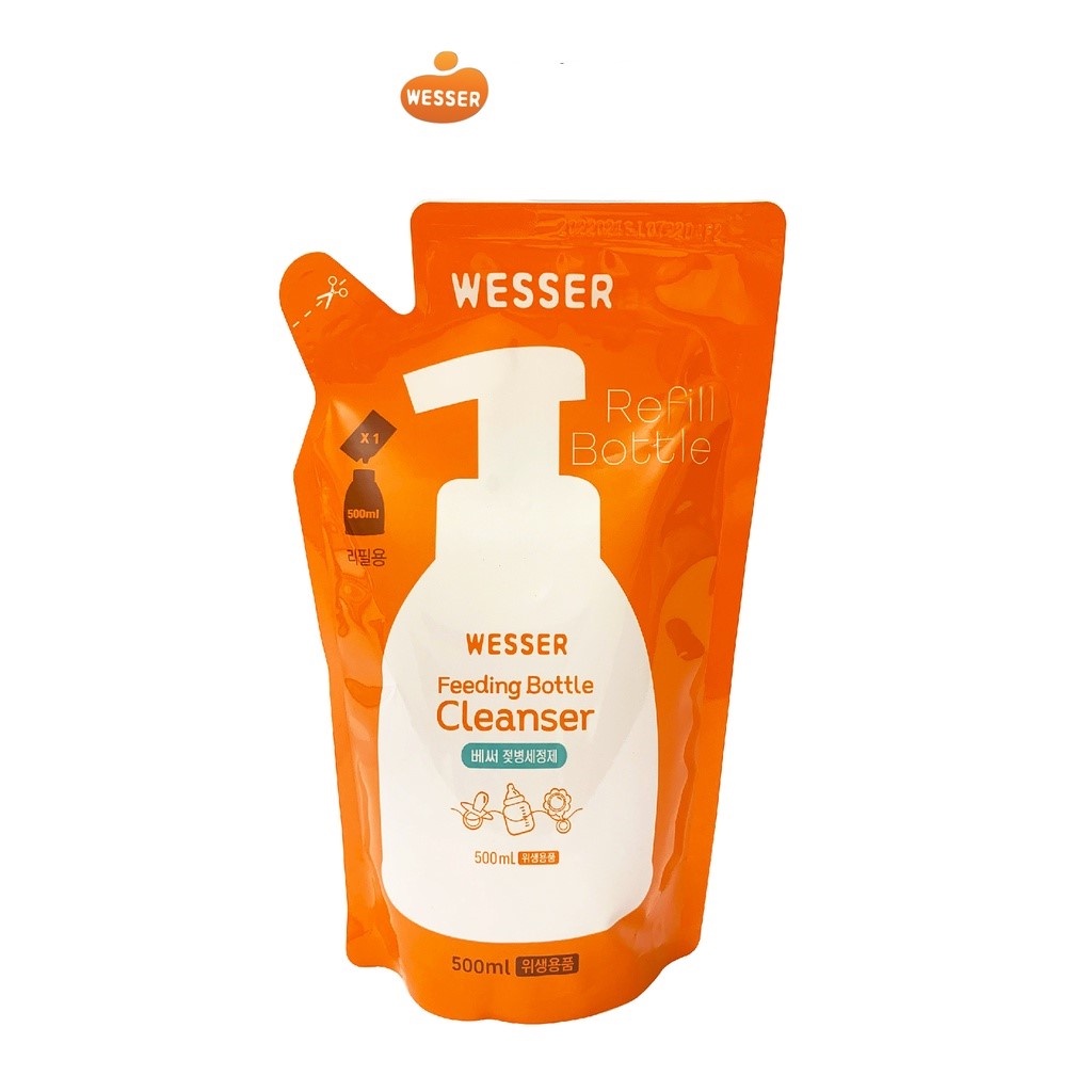 Nước Rửa Bình Sữa Wesser Mẫu Mới- Chai 500ml/ Túi 500ml (Nhập khẩu Hàn Quốc)