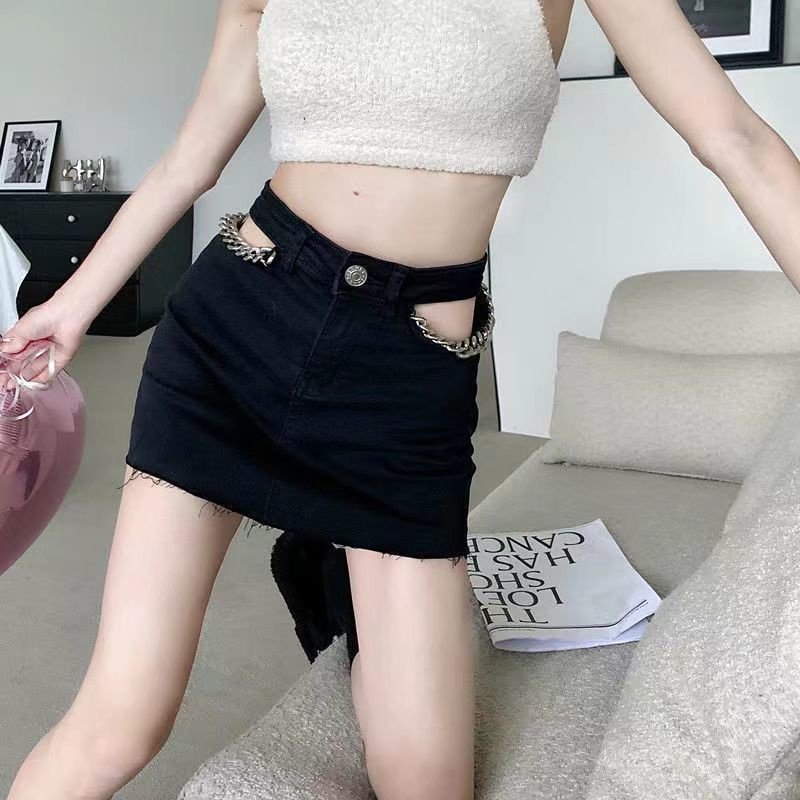 Chân váy jean Chữ A Màu Đen Thời Trang Mùa Hè Cho Nữ
