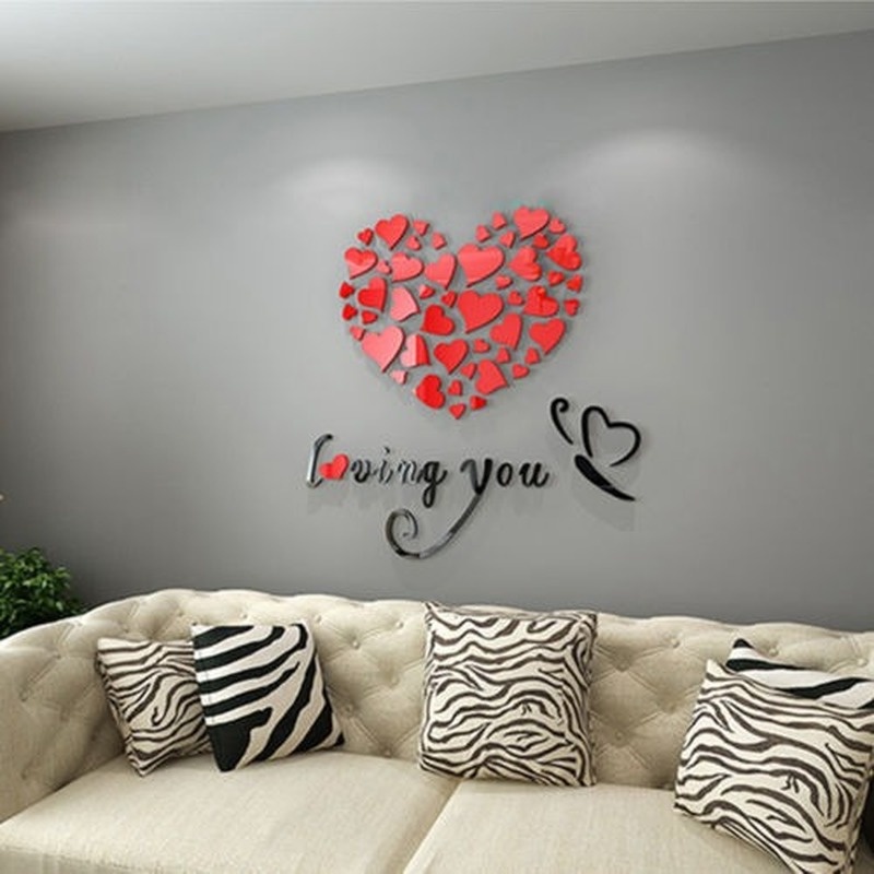 Miếng Dán Tường Trang Trí Hình Trái Tim 3D Bằng Acrylic DIY