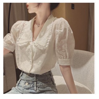 Áo Sơ Mi Cộc Tay cổ Sen siêu xinh