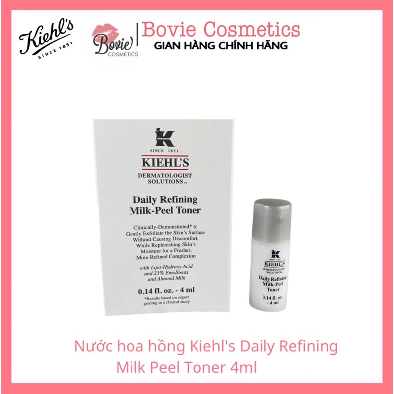 Nước hoa hồng Kiehl's Daily Refining Milk Peel Toner 4ml | Nước cân bằng da Kiehls dạng sữa