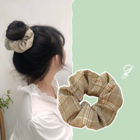 Dây Buộc Tóc Họa Tiết Sọc Ca Rô Phong Cách Retro