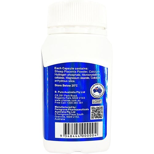 Viên uống Vitatree Super Strength Sheep Placenta 60000mg hỗ trợ làm đẹp da (2x60 viên)