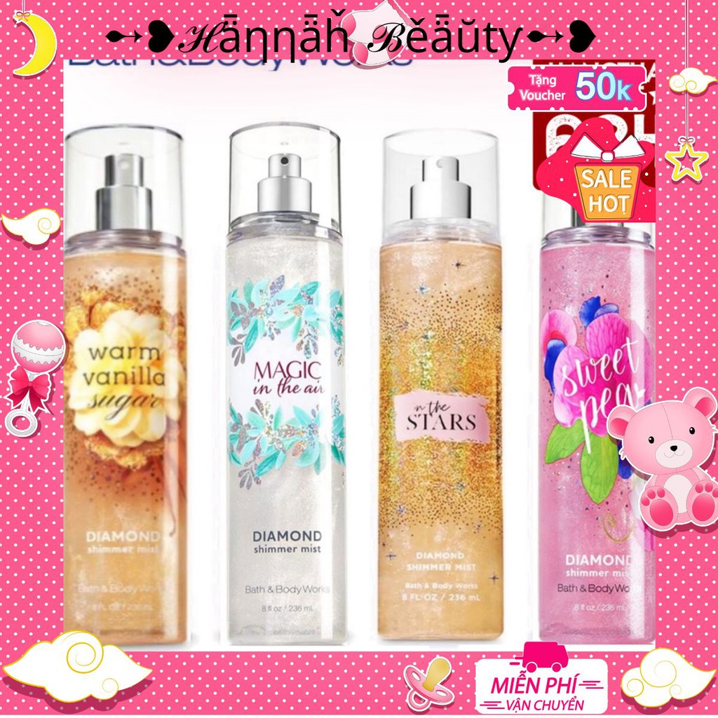 [New] BBW® Xịt Thơm Toàn Thân Ánh Nhũ Kim Tuyến Shimmer Body Mist "SWEET DREAM"- Kèm Mẫu Thử 30ml 🍋🥥🍒🍑 [Có sẫn] | Thế Giới Skin Care