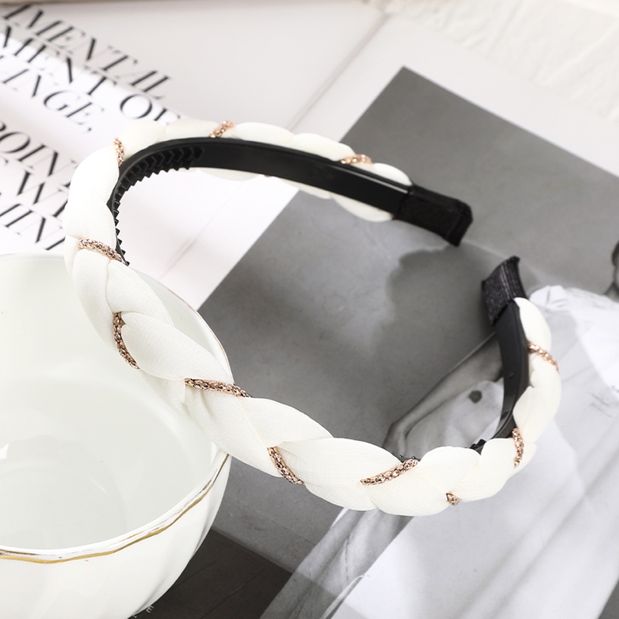 Băng Đô Cài Tóc Bằng Xốp Màu Trơn Phối Dây Xích Đan Chéo Phong Cách Hàn Quốc Cho