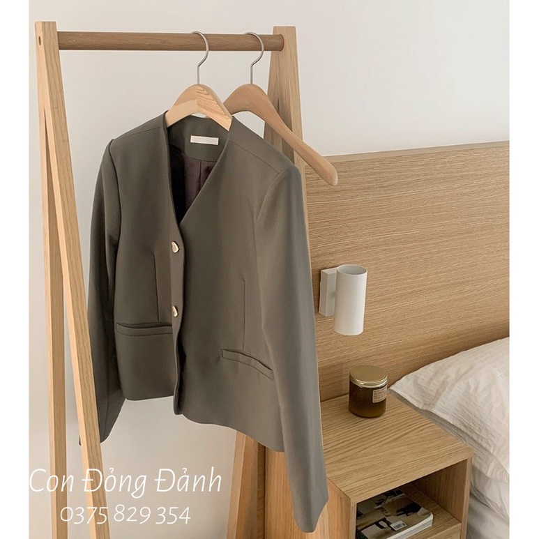 (Mã FL giảm 20k) (AO019 ảnh thật) Áo vest blazer nữ không cổ dài tay cúc trái tim Hàn Quốc | BigBuy360 - bigbuy360.vn